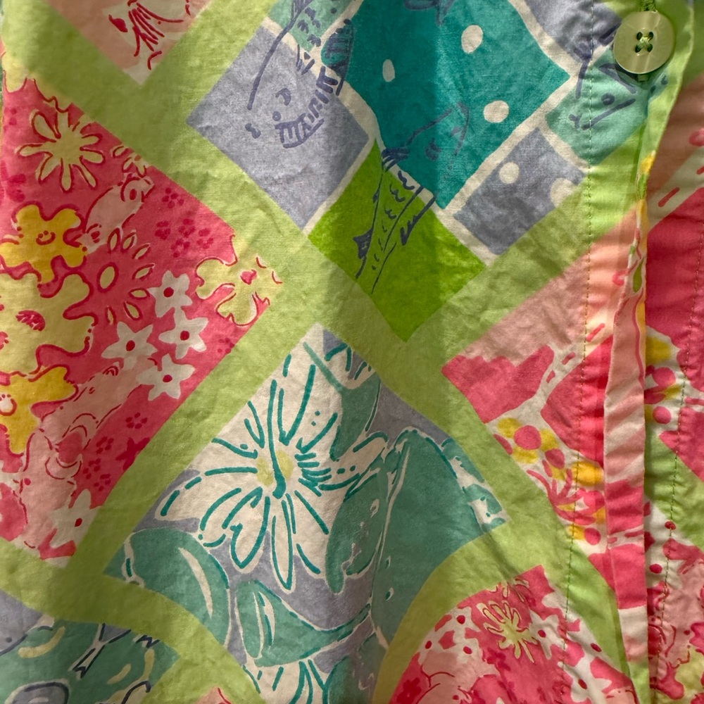 Lilly Pulitzer Multicolor Patchwork Button-Up Top - image 2